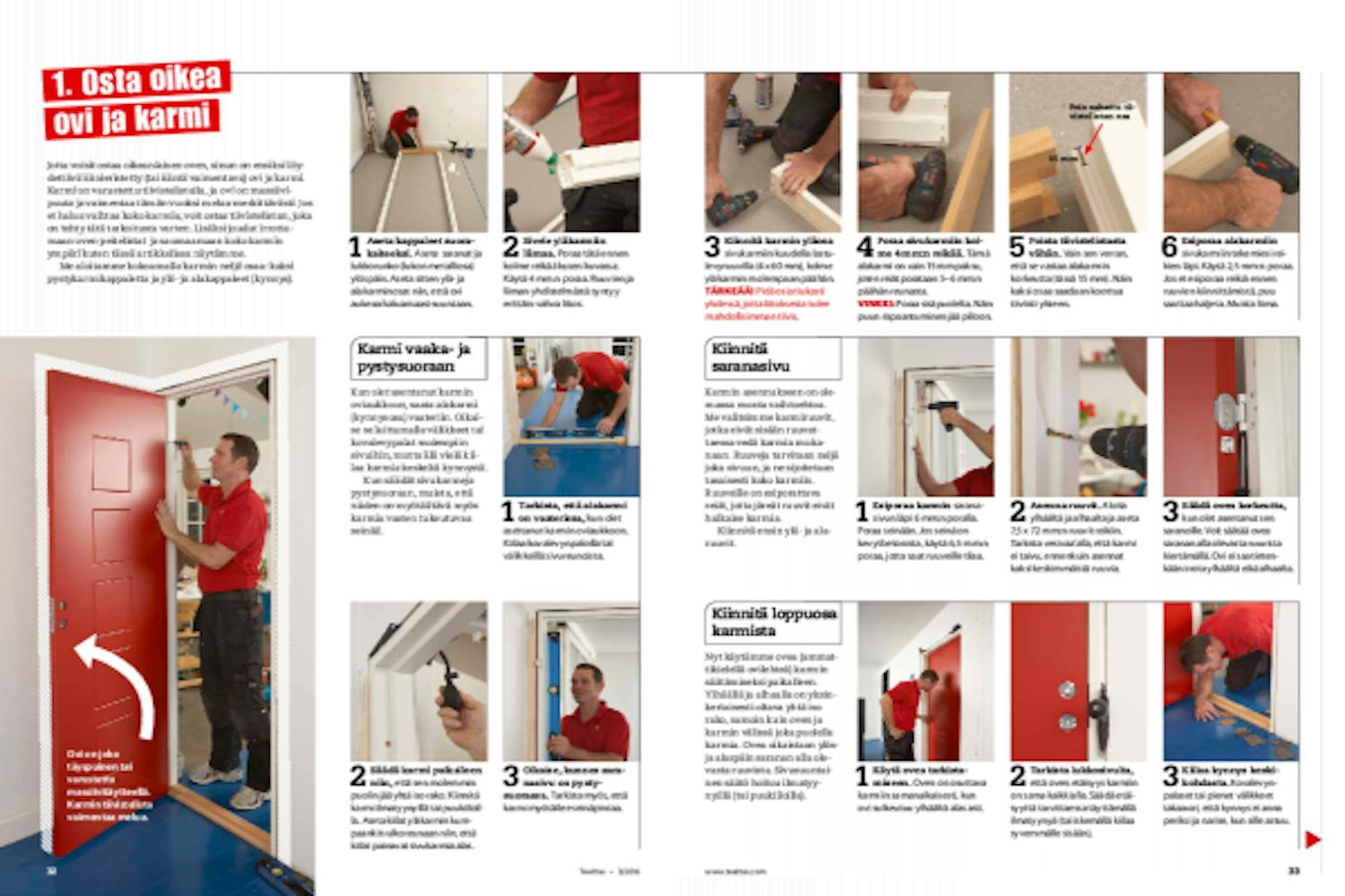 Äänieristetyn oven asennusvaiheet Äänieristetyn välioven asennusvaiheet